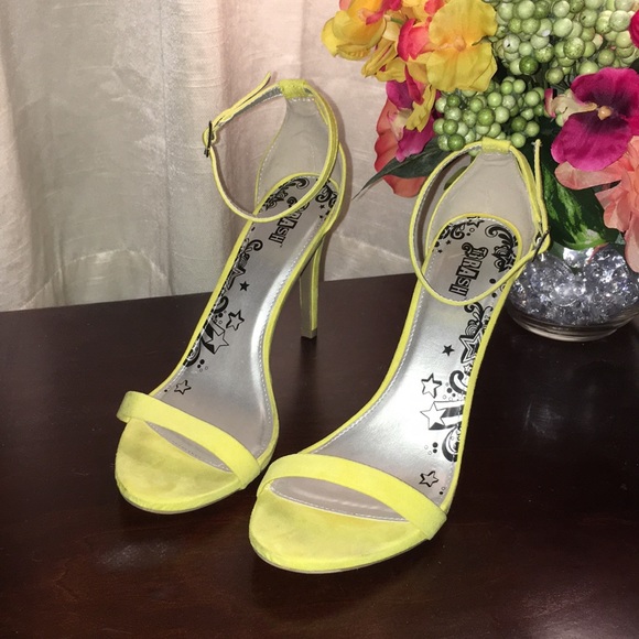 yellow strappy shoes